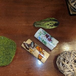 Vintage Cigarette Lighter Covers Wood and ivory. #ff